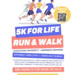Lost&Found 5K for Life Run & Walk. Augustana University - Morrison Commons. Saturday, April 27. Check-in at 8:30 a.m. Lost&Found Augustana is a campus organization committed to mental health awareness and suicide prevention. Join the Augustana community to run, walk, dance or skip for life! See website for more details. https://resilienttoday.networkforgood.com/events/70531-5k-for-life