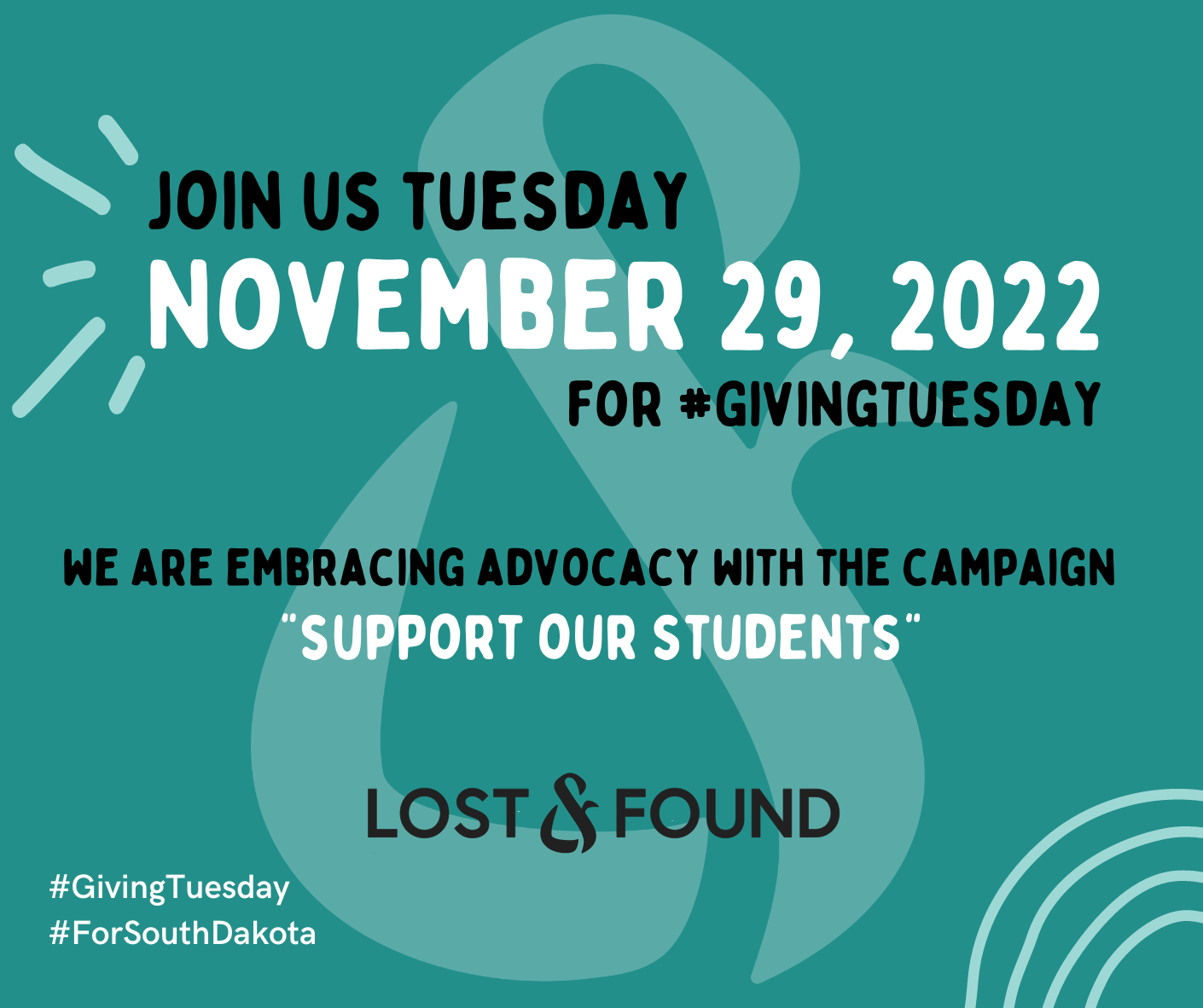 Giving Tuesday announcement graphic – Join us Tuesday November 29, 2022