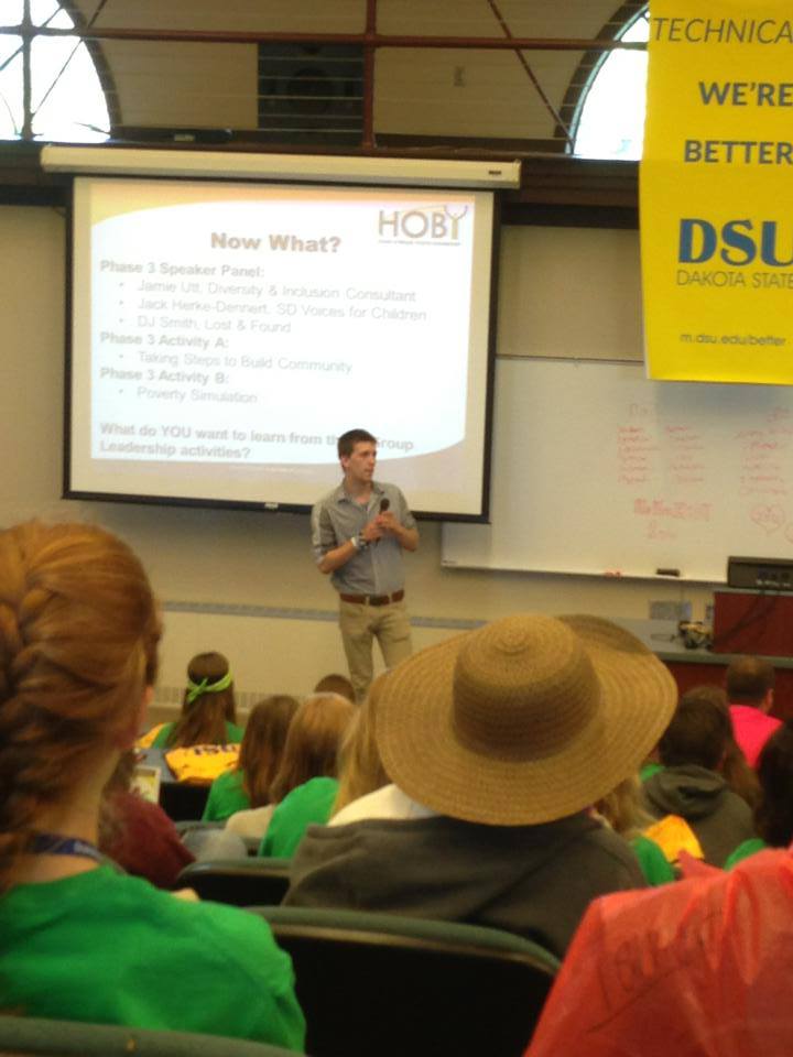 DJ Crawley-Smith speaks to over 100 high school sophomores about Lost&Found at HOBY SD in 2012.