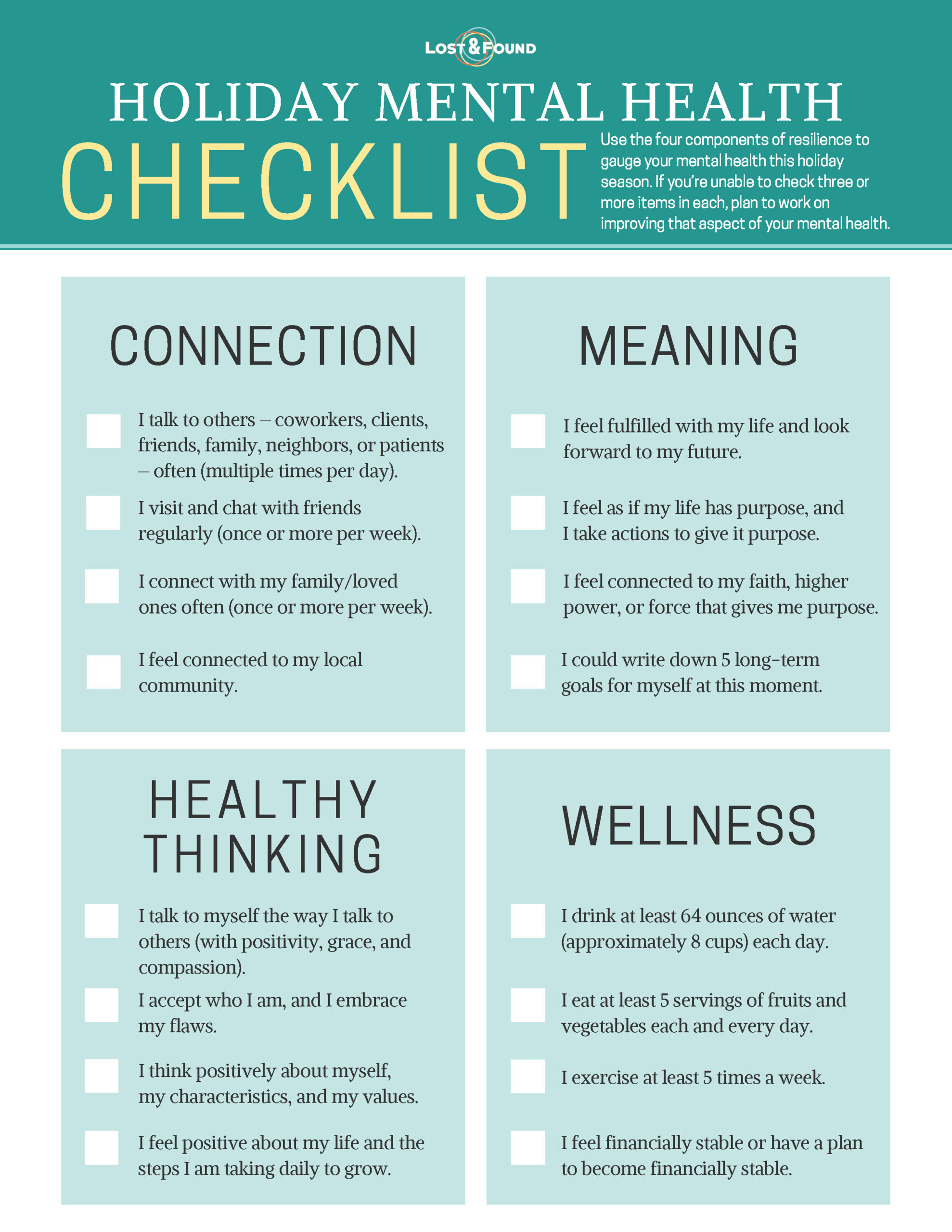 Start Your Holiday Mental Health Plan With This Checklist Lostandfound 5154