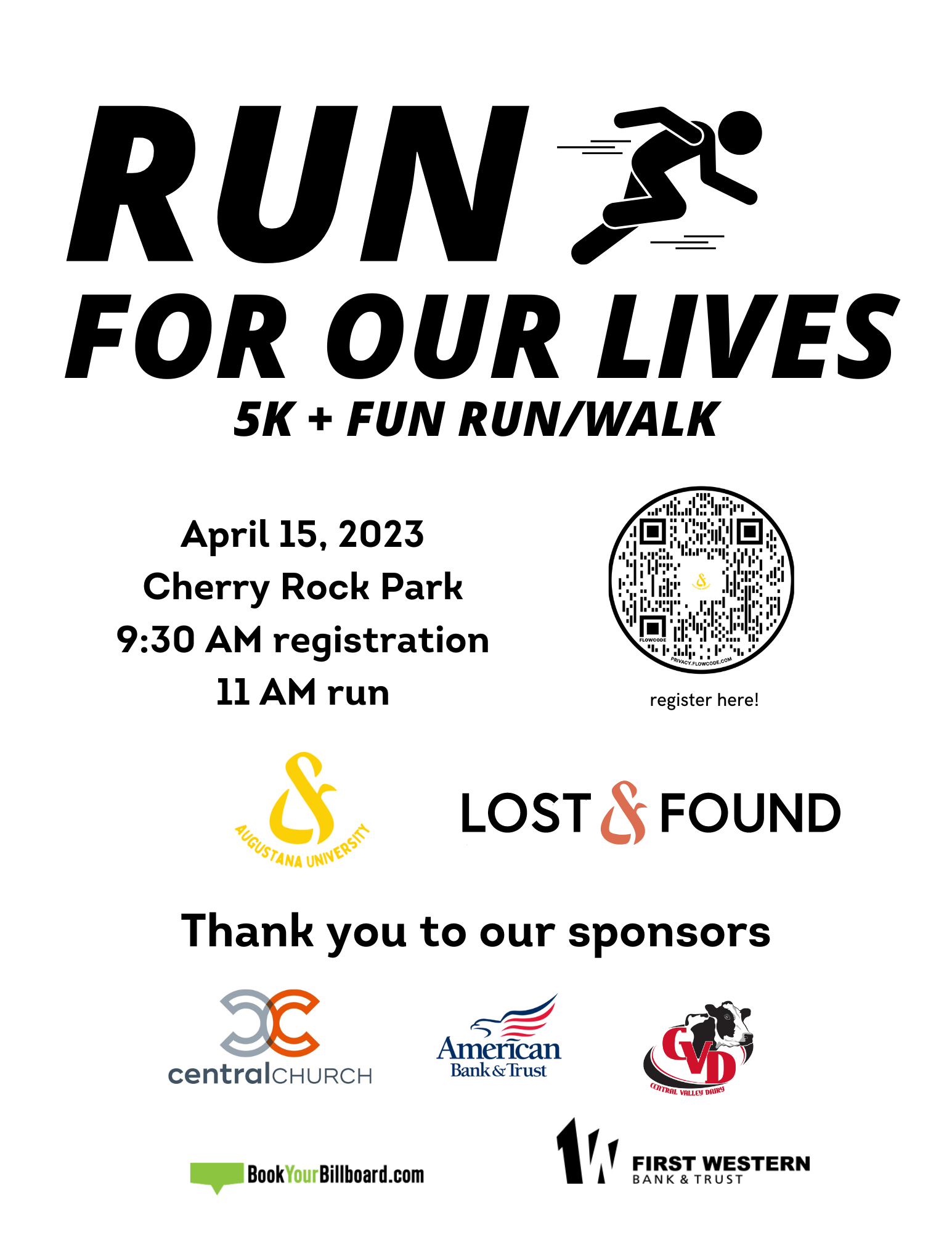 Run for Our Lives 5K Fun Run & Walk - Dakota Wesleyan University flyer